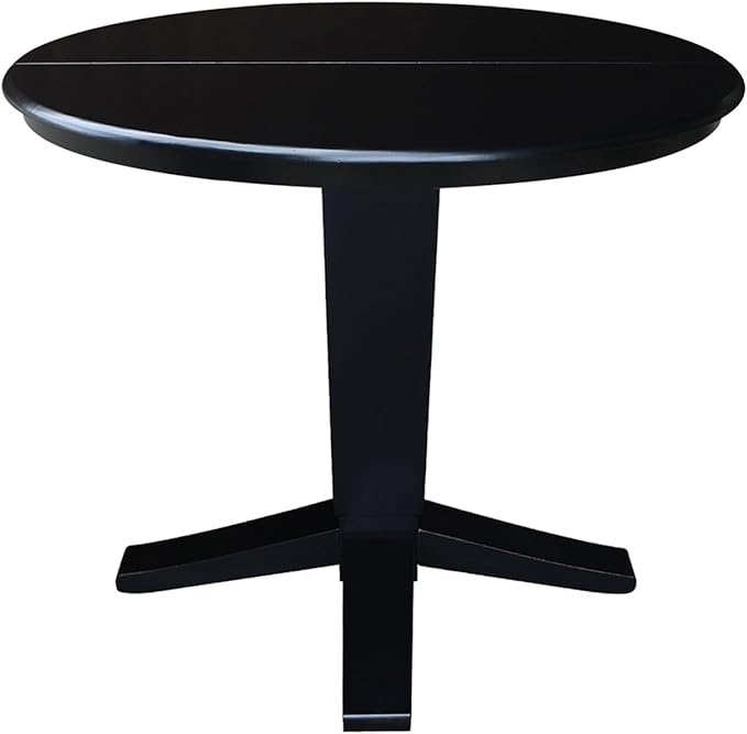 IC INTERNATIONAL CONCEPTS 36" Solid Wood Round Top Pedestal Dining Table with 12" Leaf - 30.1" H