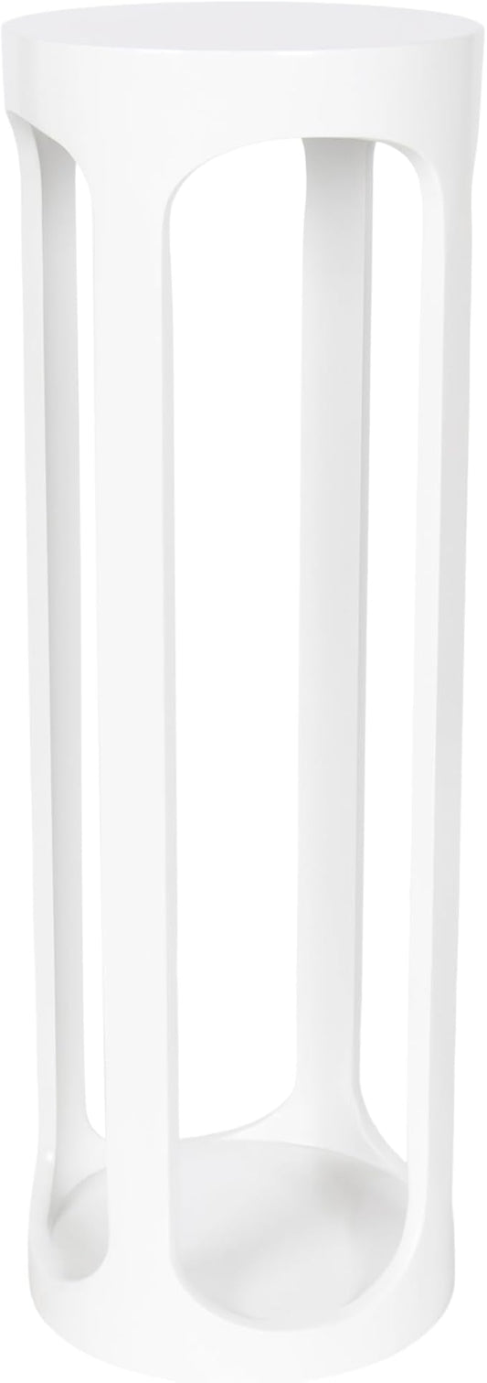 Kate and Laurel Dahl Modern Wooden Round Drink Table, 8 x 8 x 23, White, Transitional Circle Accent Pedestal Table for Living Room Plant Stand Indoors or Mini Bedroom Nightstand