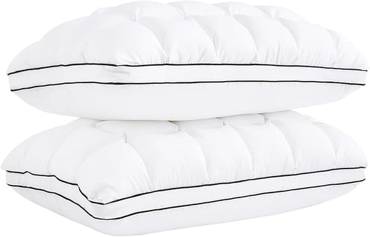 YOUR MOON Soft Support Pillow Queen Size Set of 2, 100% Cotton Cover Noiseless Pillows, Fluffy Down-Alternative Pillow for Sleeping, Luxury Hotel Bed Pillows for Side Sleepers (White)