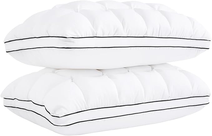 YOUR MOON Soft Support Pillow Standard Size Set of 2, 100% Cotton Cover Noiseless Pillows, Fluffy Down-Alternative Pillow for Sleeping, Luxury Hotel Bed Pillows for Side Sleepers (White)