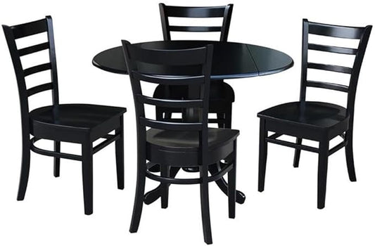 IC INTERNATIONAL CONCEPTS 42 in Dual Drop Leaf Table with 4 Ladder Back Dining Chairs - 5 Piece Dining Set