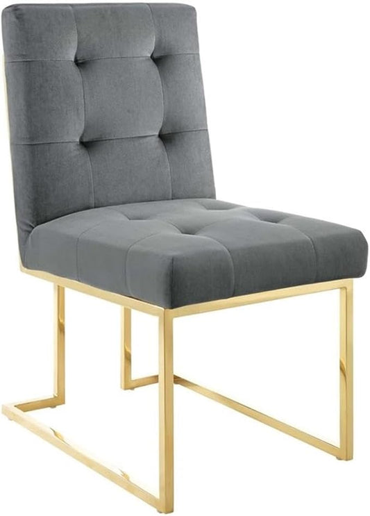 Modway Privy Performance Velvet Gold Stainless Steel Dining Chair in Gold Charcoal