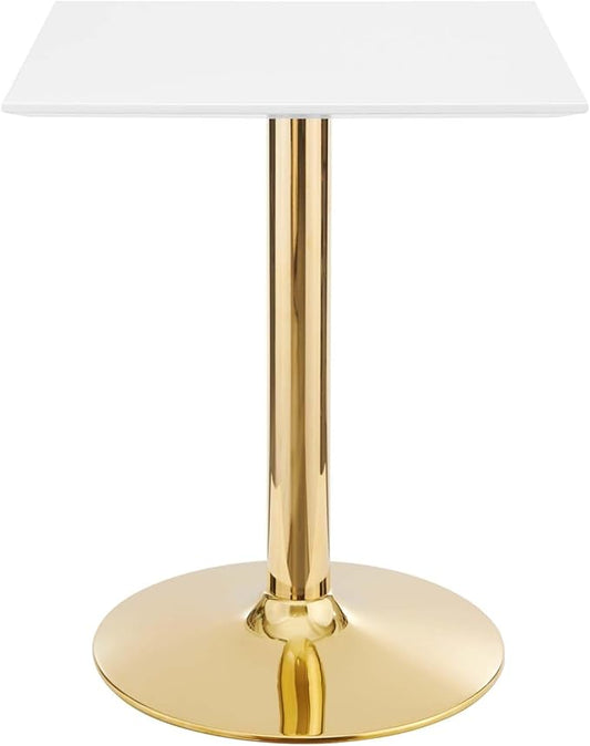 Modway Verne Modern Square 24" Dining Table in Gold White