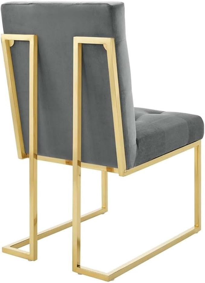 Modway Privy Performance Velvet Gold Stainless Steel Dining Chair in Gold Charcoal