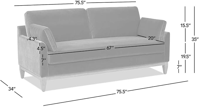 Jennifer Taylor Home Pasadena 75.5" Modern Living Room Farmhouse Performance Velvet Compact Sofa Couch for Small Spaces and Apartments in Olive Green
