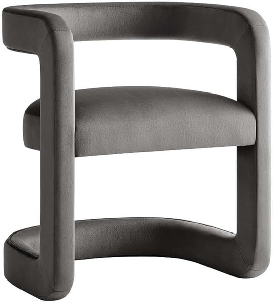 Modway Winslow Stain-Resistant Performance Velvet Accent Chair in [Color]- Open Back Barrel Armchair - Versatile Upholstered Dining Chair - Cozy Reading Chair
