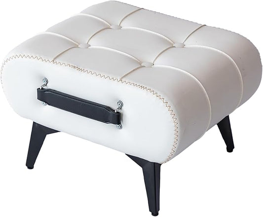 Small Footstool Ottoman - Stylish and Functional Faux Leather Footrest for Extra Seating in Living Room, Entryway, or Office