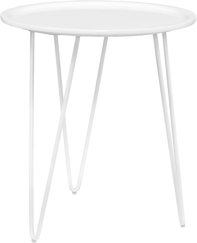Modway Digress Mid-Century Round Side Table With Hairpin Legs in White