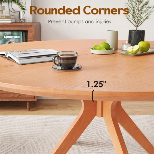 Bellemave Round Dining Table for 4-6, Solid Wood 47" Kitchen Table with Intersecting Pedestal Base, for Kitchen, Dining Room, Living Room (Honey)