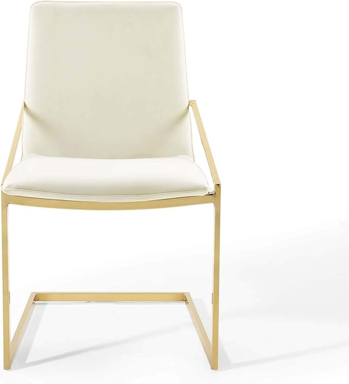 Modway Pitch Performance Velvet Armchair, 2 pcs - Dining Chairs, Gold Ivory