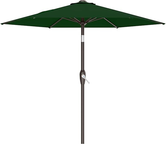 AreShark 7.5FT Patio Umbrella Table Market Umbrella w/Tilt and Crank, Heavy-Duty Outdoor Umbrellas for Pool, Deck, Garden and Backyard, Dark Green