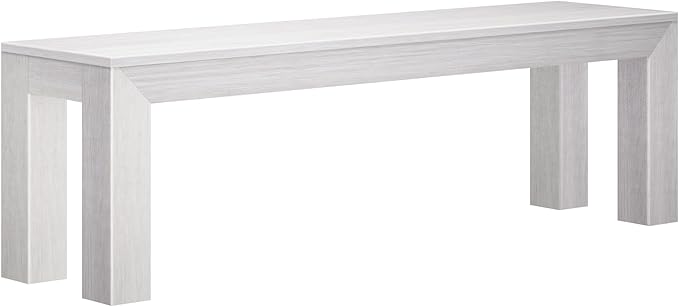 Plank+Beam 60 Inch Dining Bench for Dining Room & Kitchen, Wooden Outdoor & Entryway Bench, White Wirebrush