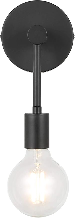 XiNBEi Lighting Wall Sconce Single 1 Light Sconces Wall Light with LED Bulb, Black Vanity Light for Bathroom Hallway Bedroom XB-W1234-1-MB-G30