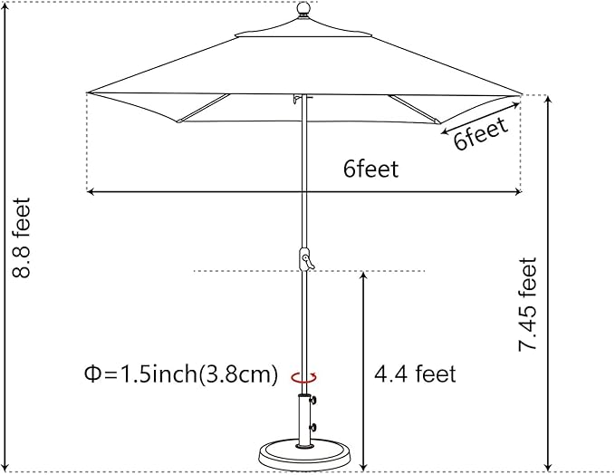 EliteShade USA 10-Year-Non-Fading 6x6Ft Square Market Patio Umbrella, UPF 50+ UV Protection Performance Sun Umbrella, Heavy Duty Commercial Grade Outdoor Table Umbrella with Crank, Windproof Vented Top for Garden, Pool, Deck and Outdoor Playsets, White