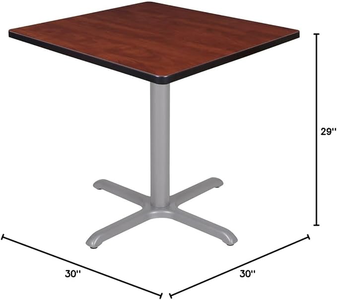 Regency Cain 30" Square X-Base Breakroom Table – Scratch Resistant Laminate Café Table for Lunchroom, Coffee Shops and Commercial Office Spaces (Cherry, Grey Legs)