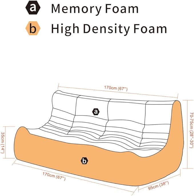 Fireside Loveseat Mid-Century Armless Sofa — Twin-Size Floor Lounger in Soft Premium Corduroy, Foam-Filled Accent Chair for Living Room or Bedroom (Brown, Three Seater)