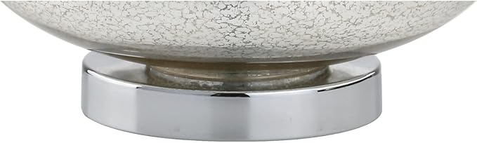JONATHAN Y 25.5" Mercury Silver Glass Teardrop Table Lamp Set of 2 for Bedroom, Modern Bedside Lamps for Living Room, White Linen Drum Shade, LED Bulbs Included JYL1081A-SET2