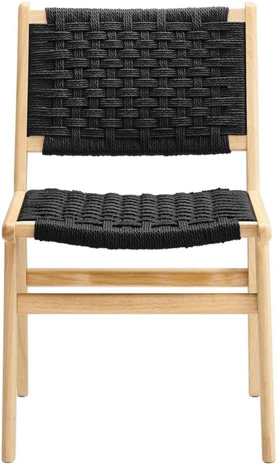 Modway Saoirse Faux Leather Wood Accent Lounge Chair in Natural Black
