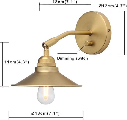Yosoan Vintage Wall Sconce, 2-Pack Antique Dimmable Switch Industrial Metal Fixture Lighting Lamp for Living Room Kitchen Bathroom Bedroom Reading Room Bar Coffee Porch Gallery