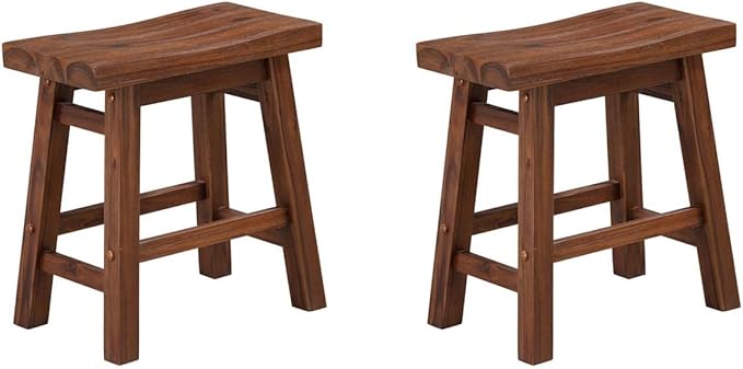 Boraam Sonoma Backless Saddle Dining Height Stool - Chestnut Wire-Brush - Set of 2