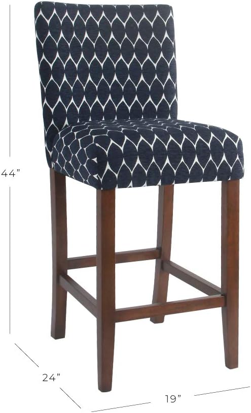 HomePop Upholstered Counter Height Barstool, 29-inch, Textured Navy
