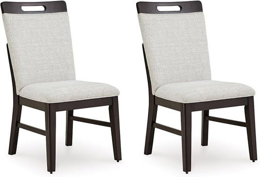 Signature Design by Ashley Neymorton Solid Wood Frame Dining Chair, Stain Resistant, Set of 2, Light Gray/Brown