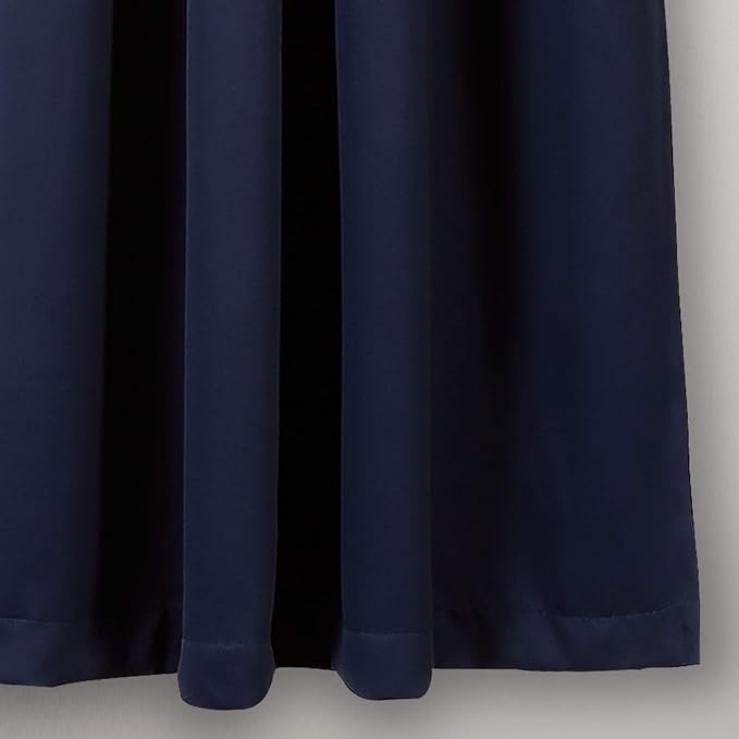 Lush Decor Insulated Grommet Blackout Window Curtain Panels, Pair, 52" W x 63" L, Navy - Classic Modern Design - Chic Window Decor - Curtains For Living Room, Bedroom, Or Dining Room