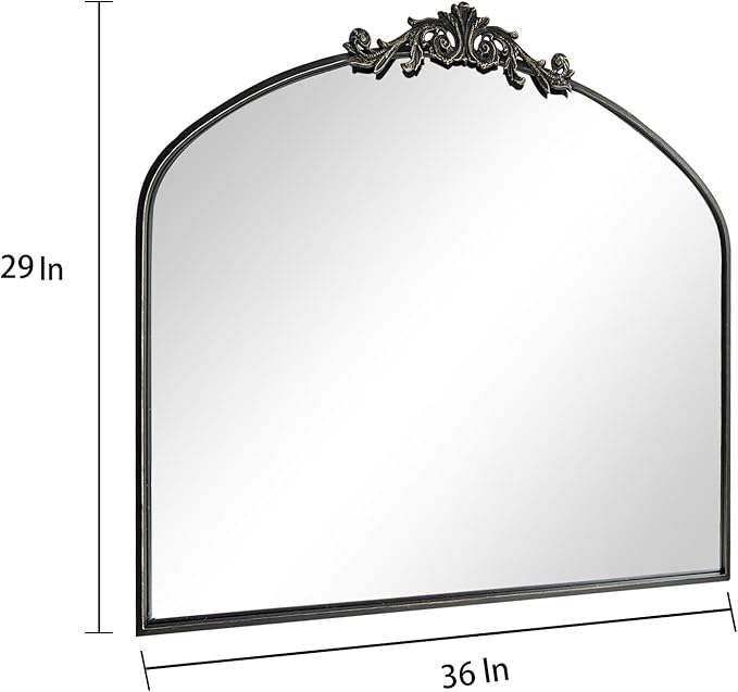 Black Vintage Wall Mirror Window Decorative Traditional Mirrors Antique Arched Farmhouse for Living Room Bedroom Entryway Bathroom Vanity (29 * 36 * 1.2,Black)