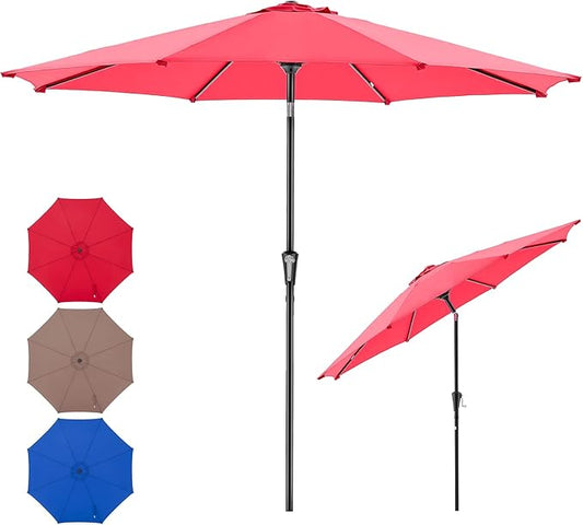 NEWBULIG Patio Umbrella, Outdoor Table Umbrellas with Push Button Tilt and Crank, Sturdy Ribs, Waterproof, UV Protection and Fade Resistant, for Pool, Garden, Market, Backyard
