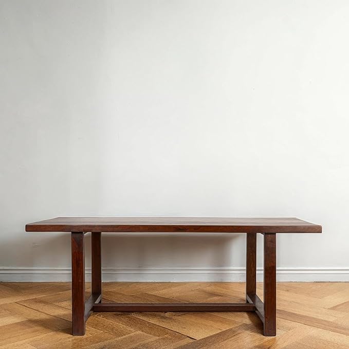 Creative Co-Op Elegant Acacia Trestle Dining Table, Walnut