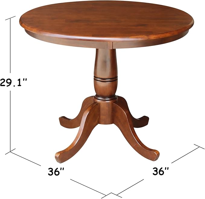 International Concepts 36" Solid Wood Round Top Dining Table in Espresso