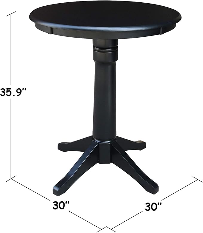 International Concepts 30" Round Top Pedestal Table-34.9" H, Black
