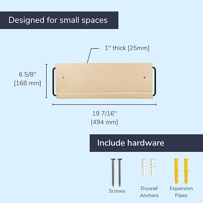 Wall Mounted Shoe Rack - A Wooden, Modern, Slim, and Small Shoe Storage Solution for Shoes and Boots in Narrow Spaces, entryways, or hallways. (20-in-Wide)
