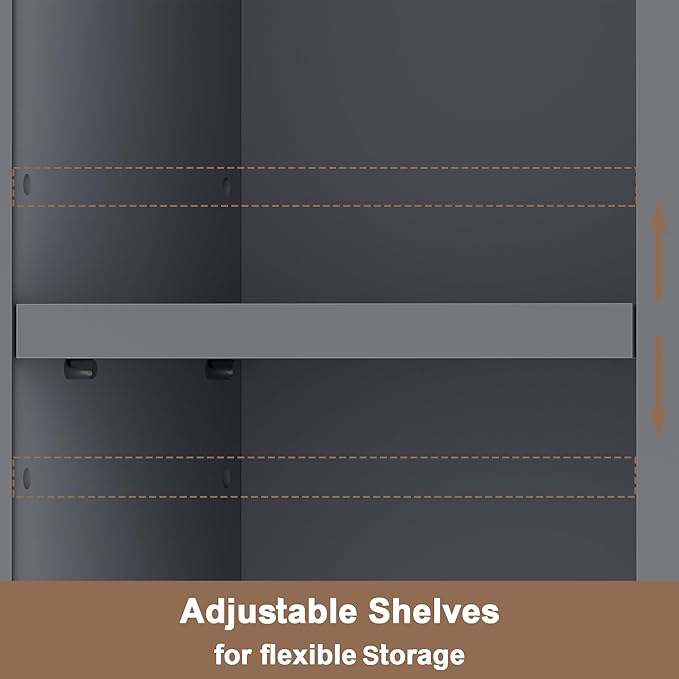 ChooChoo Narrow Bathroom Storage Cabinet with Adjustable Shelves, Tall Storage Cabinet with 2 Doors and 1 Drawer, Freestanding Cupboard for Small Spaces, Grey