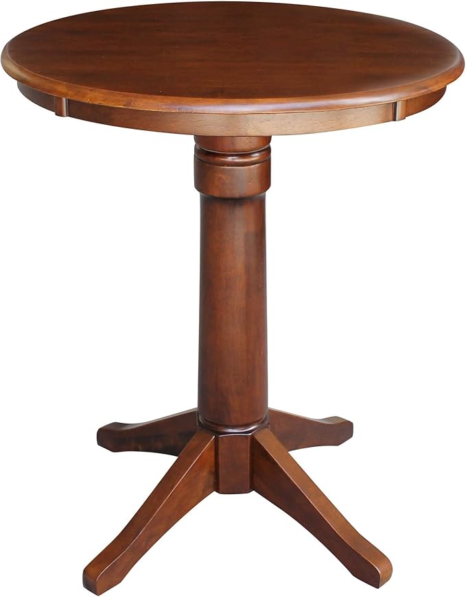 International Concepts 30" Round Top Pedestal Table-34.9" H Dining Table, Espresso