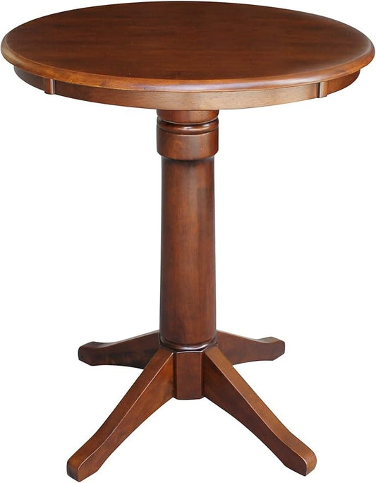 International Concepts 30" Round Top Pedestal Table-34.9" H Dining Table, Espresso