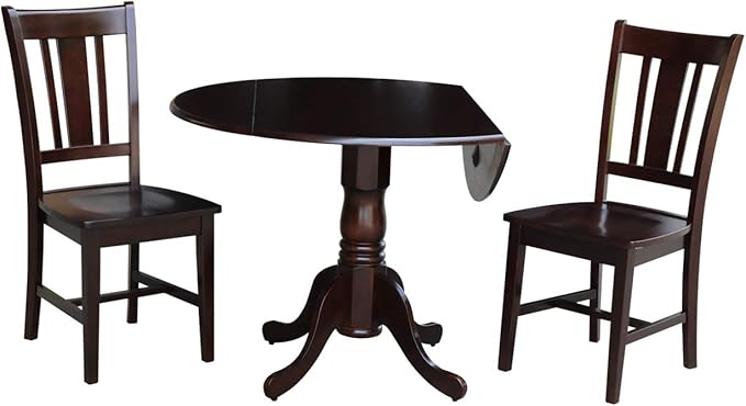 International Concepts 42" Dual Drop Leaf 2 San Remo Chairs Dining Table, Rich Mocha