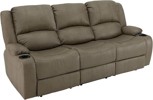 RecPro RV Recliner Charles 80" Powered Triple Wall Hugger | Drop Down Console | RV Furniture with 2023 Updated Fabric (Putty)