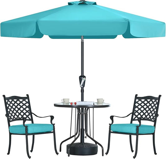 MASTERCANOPY 7.5ft Patio Umbrella with Valance, Crank and Tilt – 6 Ribs Outdoor Market Umbrella, UV/Fade Resistant, Waterproof Canopy with Wind Vent for Garden, Deck, Backyard, Pool (Turquoise)