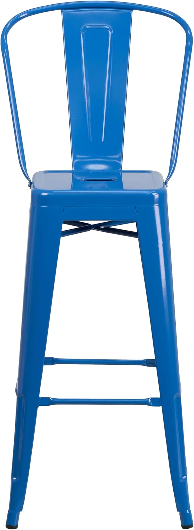 Flash Furniture Lily Commercial Grade 4 Pack 30" High Blue Metal Indoor-Outdoor Barstool with Removable Back