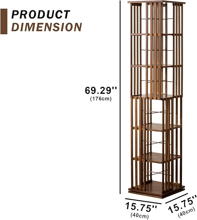 latifolia 6 Tier Book Shelf,Modern Bookshelves Organizer,Walnut