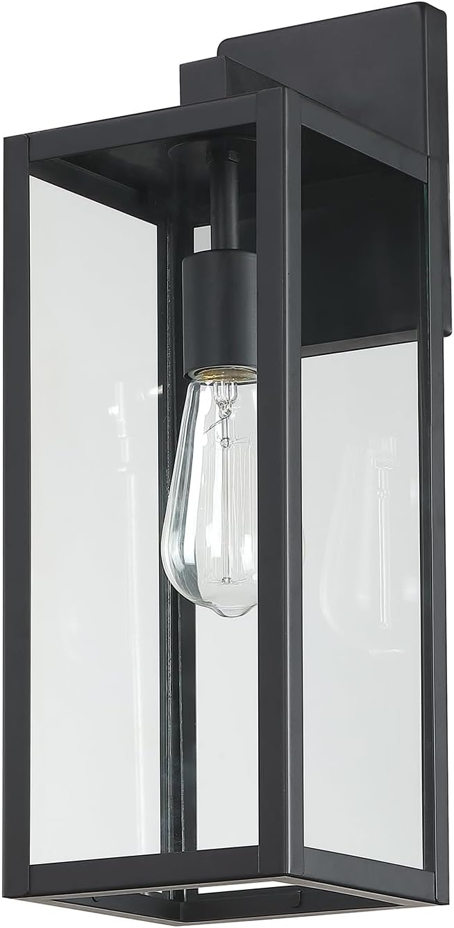 2 Pack Large Outdoor Sconce Lights,18 Inch Outdoor Wall Lantern Light,Exterior Sconce Metal and Glass Large Porch Light, Black Outdoor Lanterns for Front Porch Garage Balcony