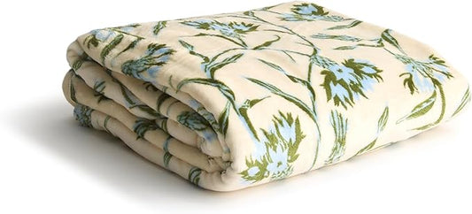 Oversized Throw, Bachelor Buttons Blue Green, One Size