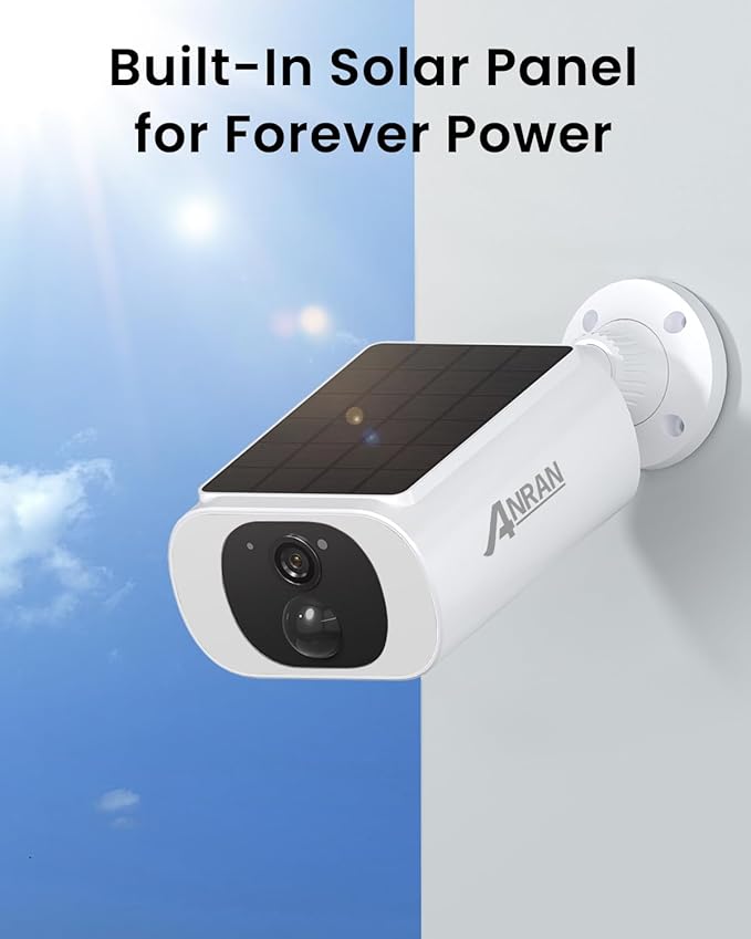 ANRAN 2K Cameras for Home Security Outside, Solar Security Cameras Wireless Outdoor, Battery Powered WiFi Surveillance with Human Detection, Color Night Vision, Spotlight, Works with Alexa (4 Pack)