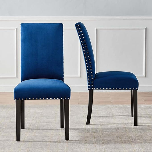 Modway Parcel Performance Velvet Dining Side Chairs - Set of 2, Navy