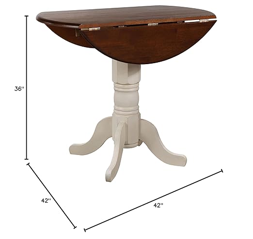 Sunset Trading Andrews Dining Table, Antique white with distressed chestnut top