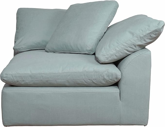 Sunset Trading Contemporary Puff Collection 6PC 132" Slipcovered Modular U-Shaped Pit Sectional Sofa| Down Filled Chaise Lounge Couch Stain-Proof Water-Resistant Washable Performance Fabric Ocean Blue