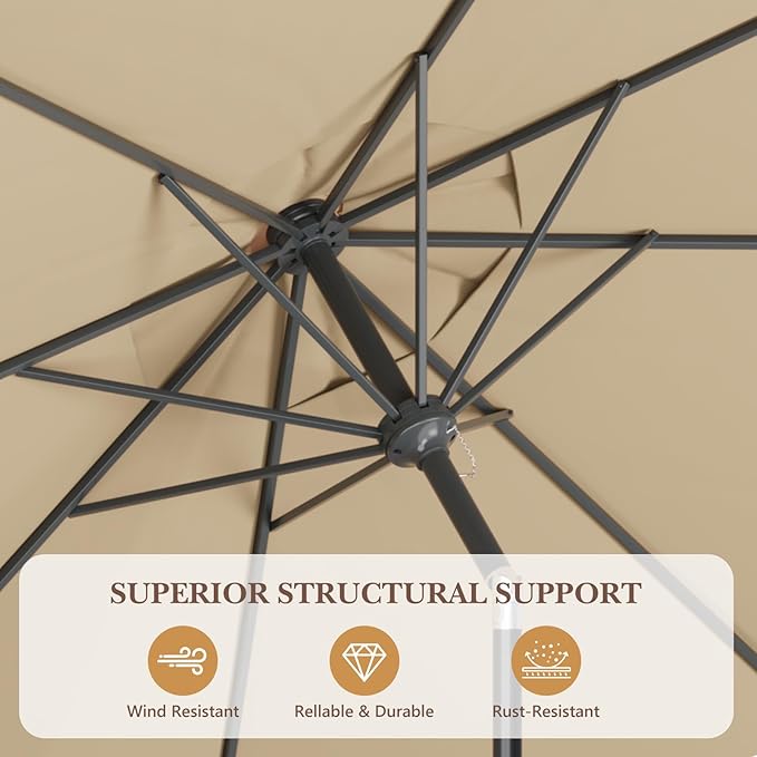 Sannwsg Outdoor Patio Umbrella,Table Umbrella with Push Button Tilt and Crank,Market Umbrella with 8 Sturdy Ribs,Yard Umbrella