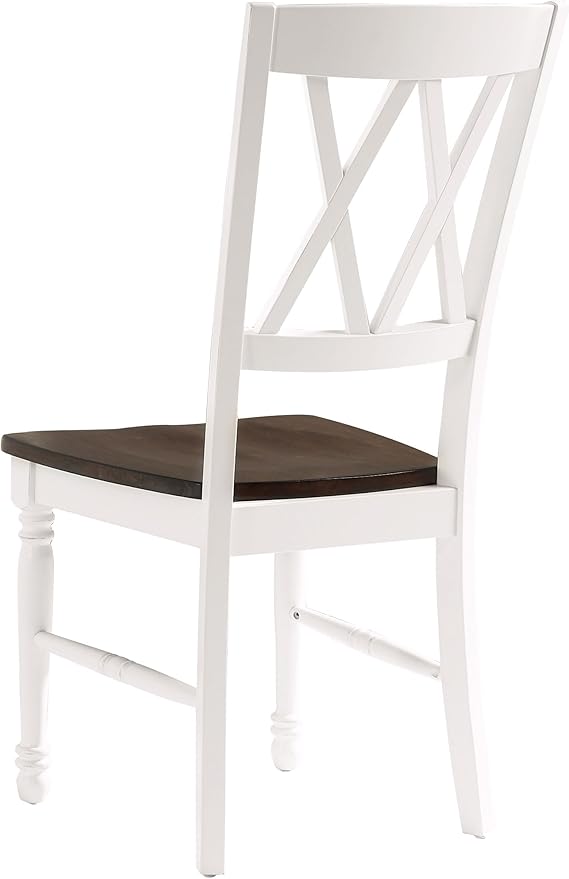 Crosley Furniture Shelby Traditional Wood X-Back Dining Room Chairs Set of 2, Kitchen Chair, Distressed White