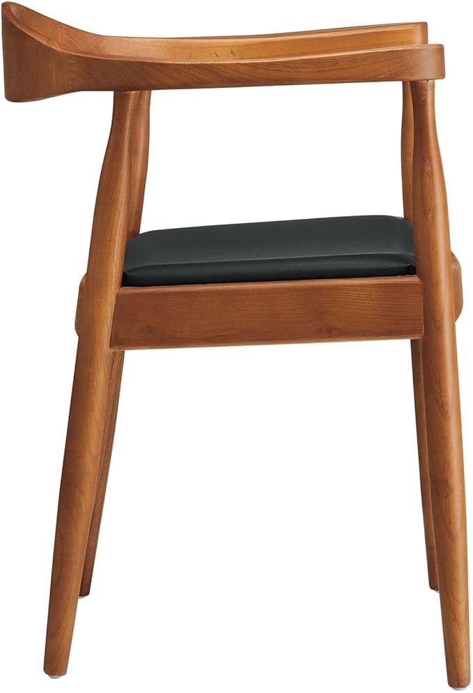 Modway Presidential Mid-Century Modern Faux Leather Upholstered Dining Armchair in Black